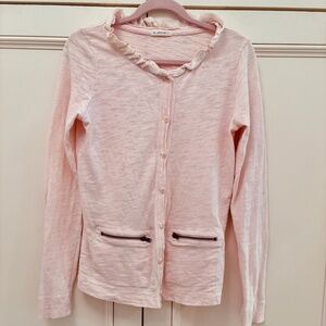 crewcuts peach ruffle collar cotton cardigan w/ zipper pockets size 10